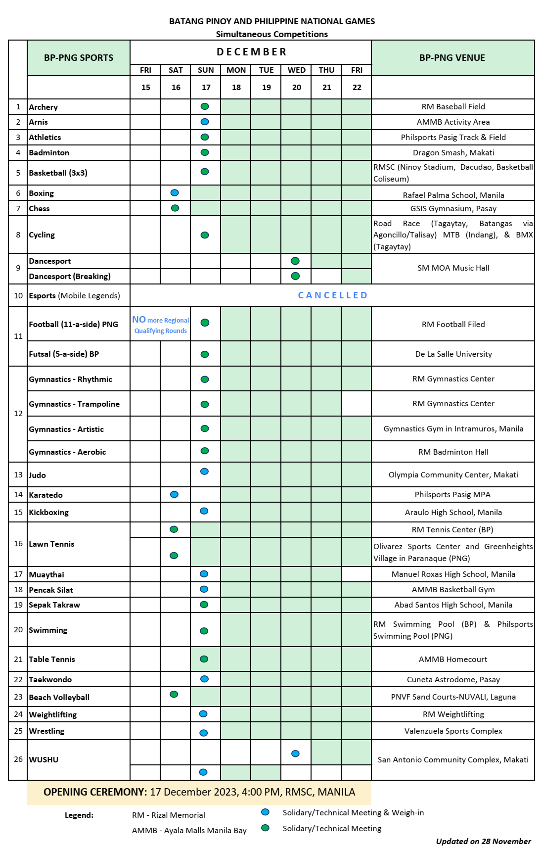 Schedule and Venue